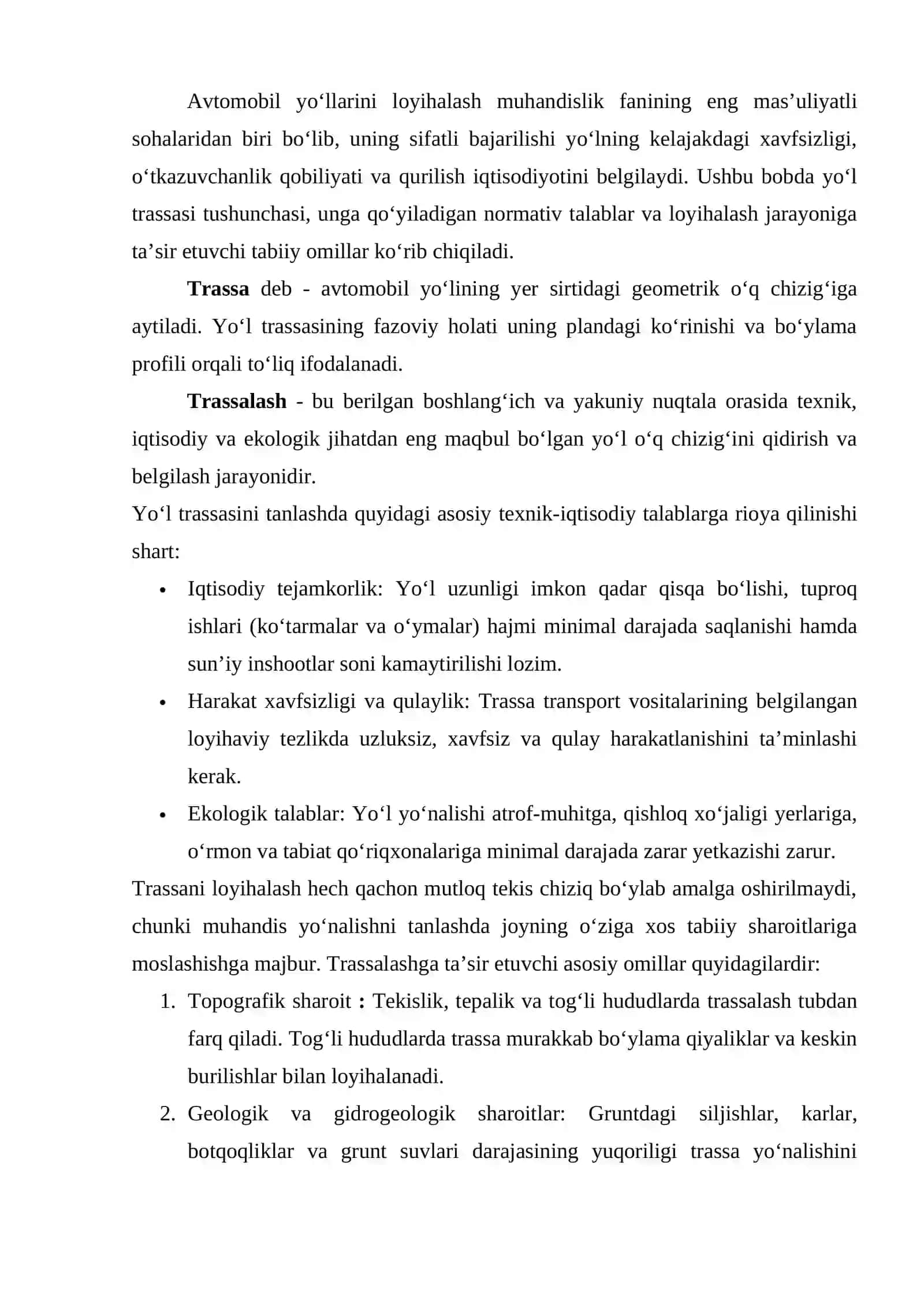 Avtomobil yoʼllarini topografik xaritada trassalash.Kameral trassalashning mohiyati 3