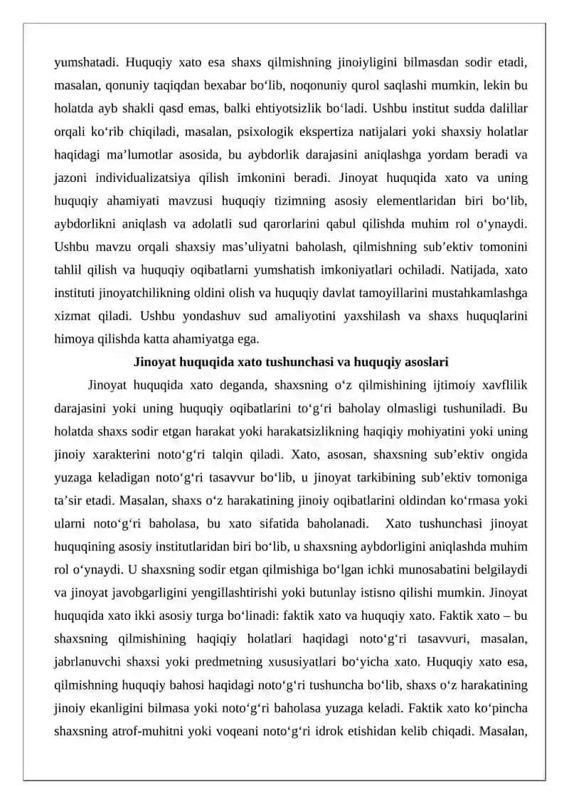 Jinoyat huquqida xato va uning huquqiy ahamiyati 3