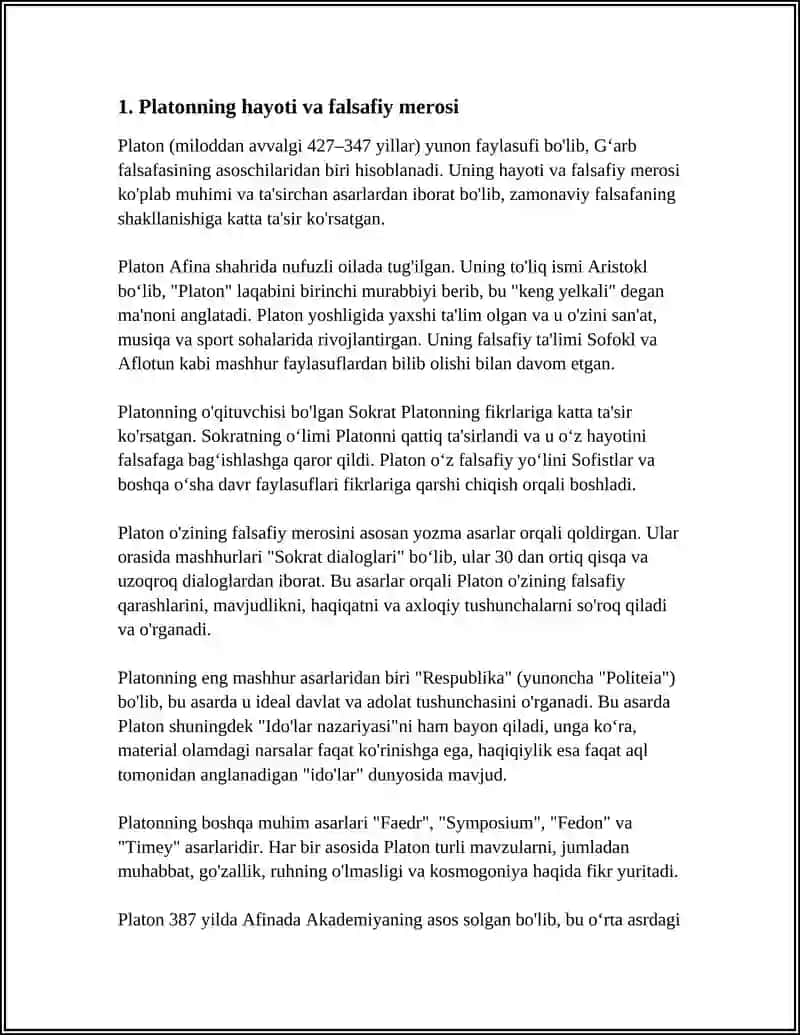 PLATON VA UNING FALSAFIY QARASHLARI TOGRISIDA 3