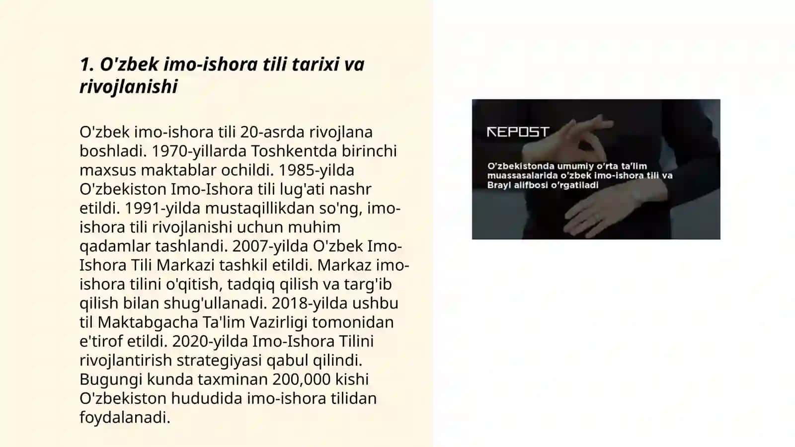 O'zbek imo-ishora tili va brayl alifbosini rivojlantirish bo'yicha 3