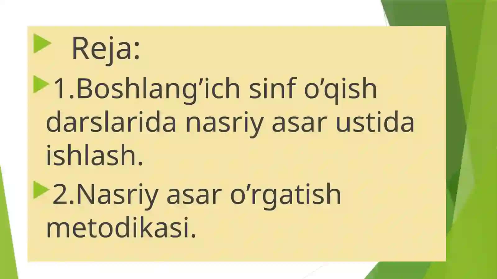 BOSHLANG`ICH SINF O`QISH DARSLARIDA NASRIY ASAR USTIDA ISHLASH VA UNING ASOSIY BOSQICH 3