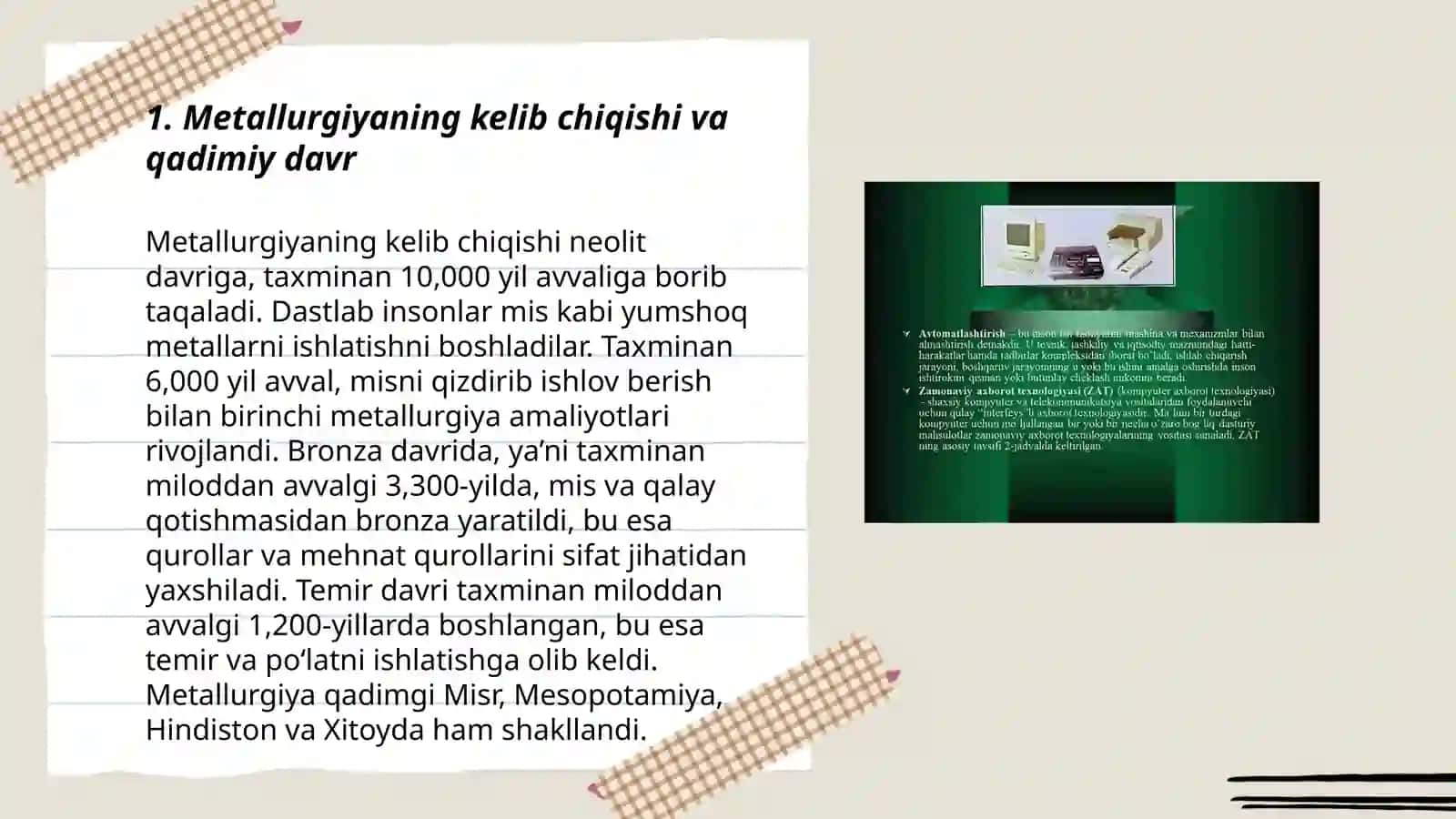 Metallurgiya texnikasining tarixi va rivojlanishidagi asosiy yunalishlari 3