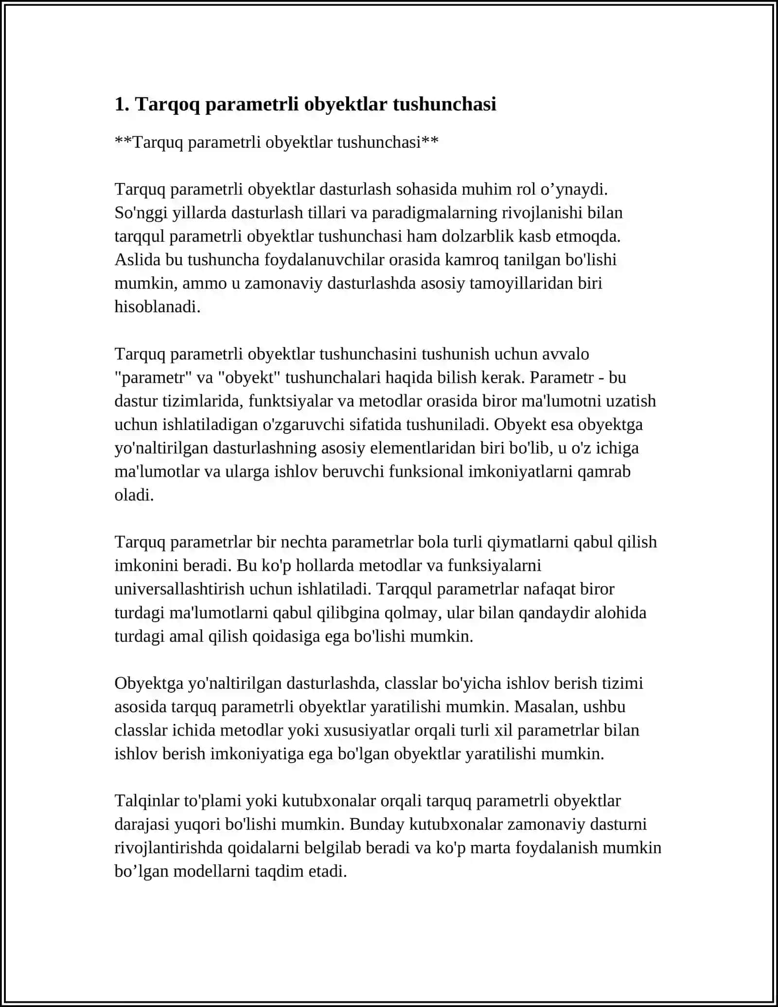 TARQOQ PARAMETRLI OBYEKTLARNI IDENTIFIKATSIYALASH 3
