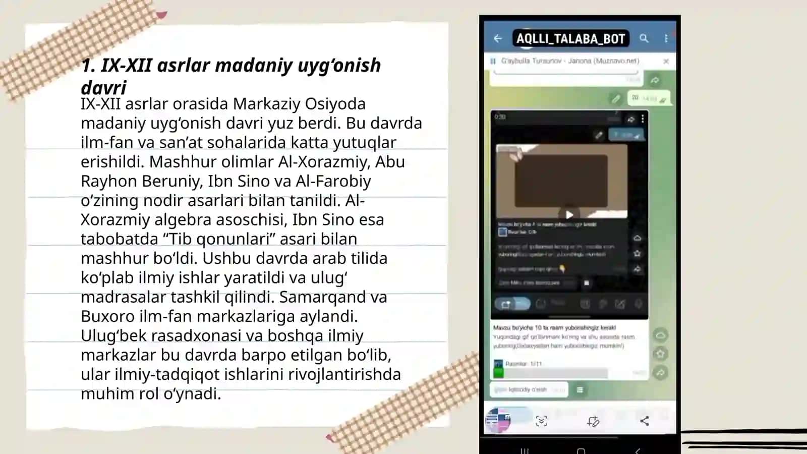 IX-XII asrlarda mamlakatimiz hududida ro‘y bergan madaniy uyg‘onish (Renessans) 3