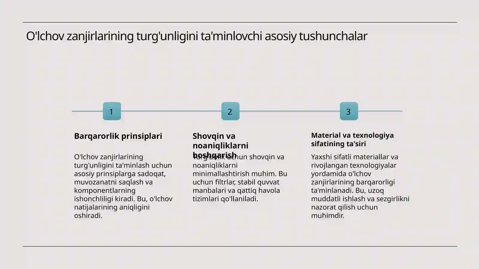 O'lchov zanjirlarining turg'unligi va sezgirligi 3