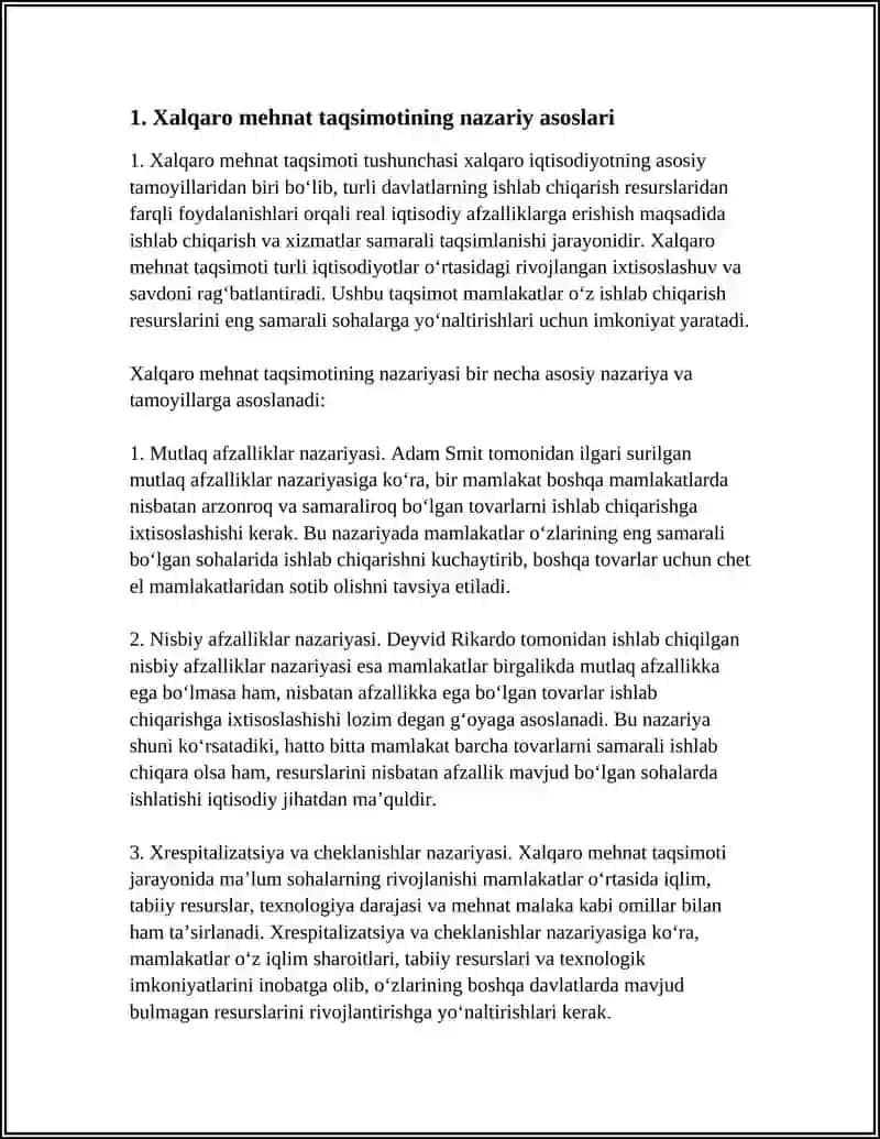XALQARO MEHNAT TAQSIMOTI VA IXTISOSLASHUV 3