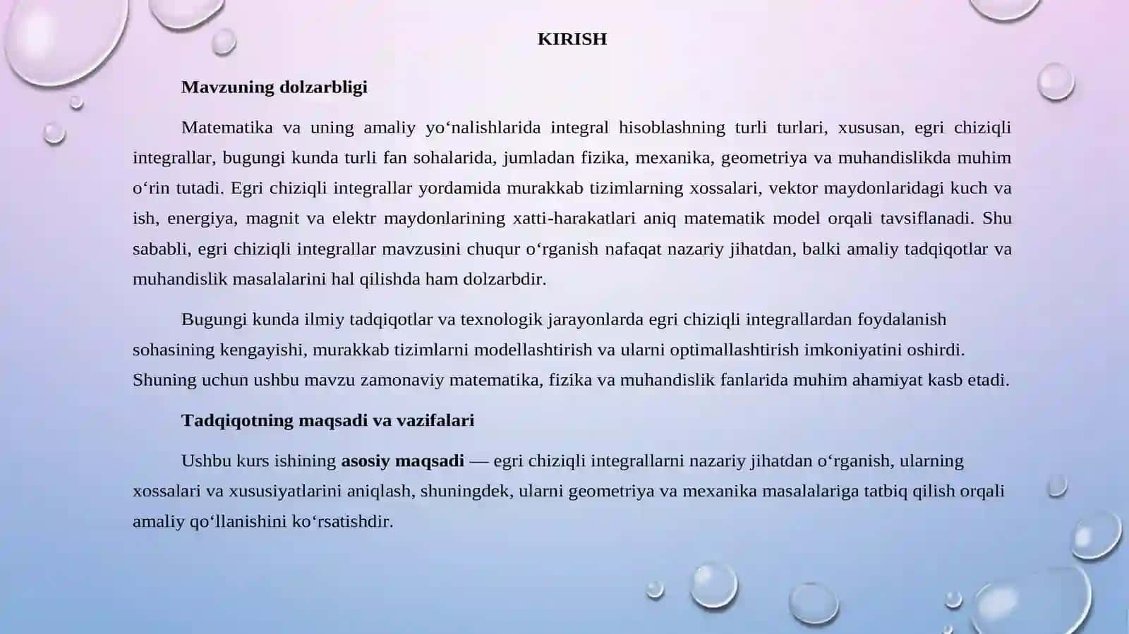 Egri chiziqli integrallar va ularning fizik (mexanik) masalalarni yechishga qo‘llanilishi 3