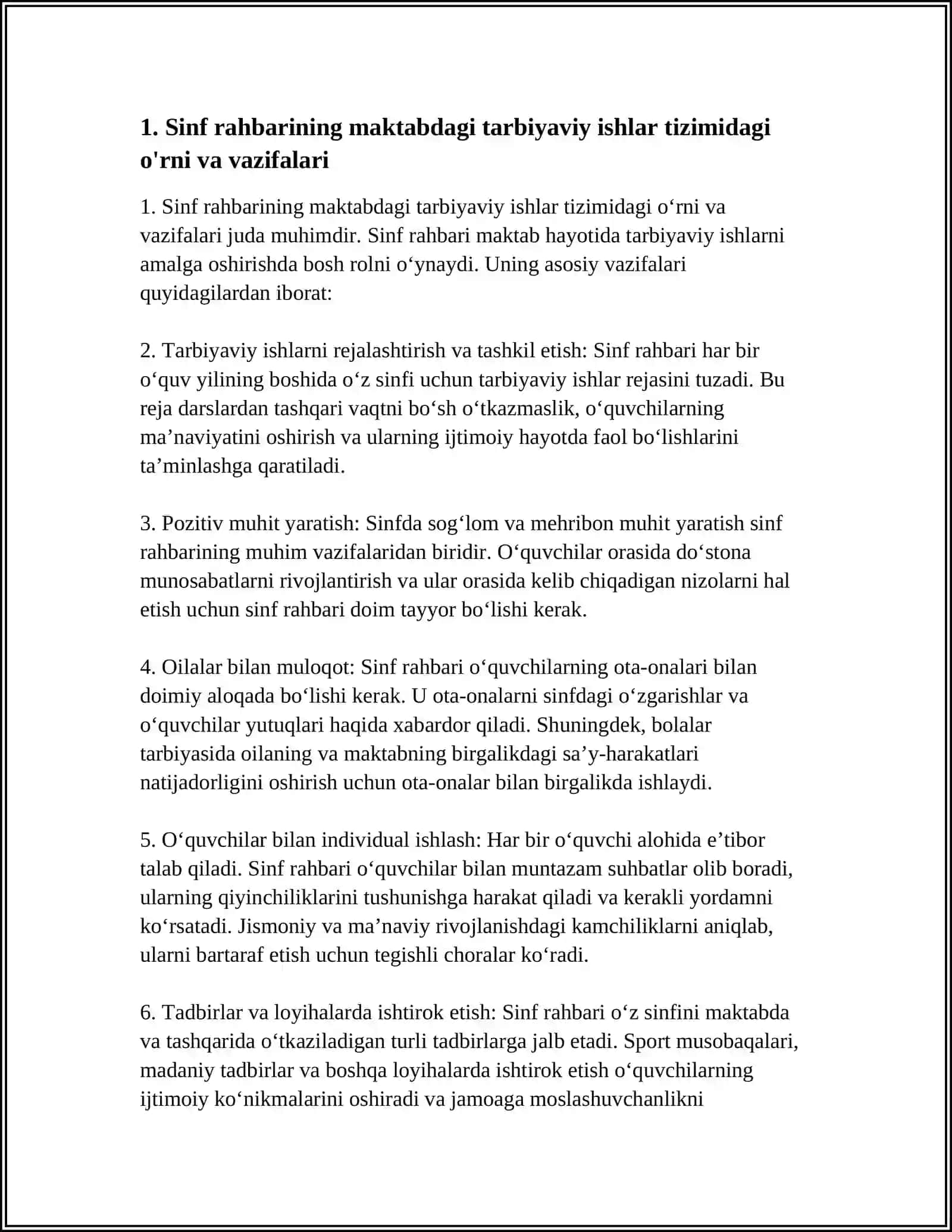 MAKTABDAGI TARBIYAVIY ISHLAR TIZIMIDA SINF RAHBARINING FAOLIYATI 3