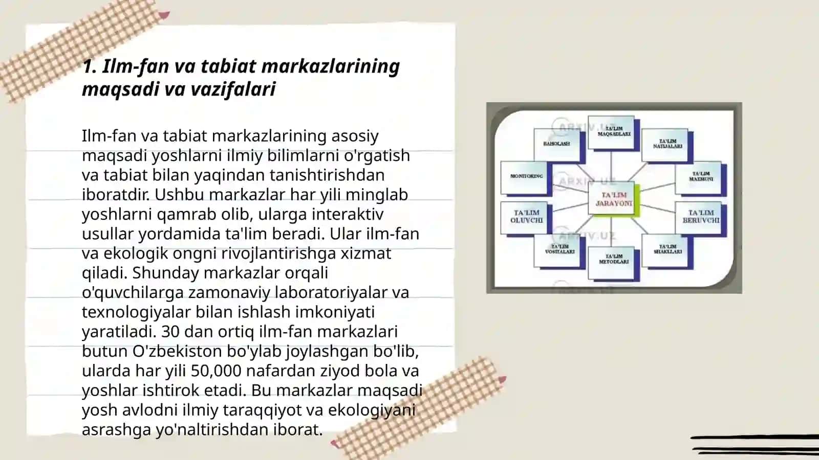 Ilm - fan va tabiat markazi va ularda faoliyatlarni tashkil etish 3