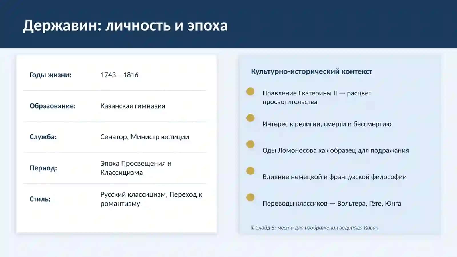 Религиозно-философская проблематика в творчестве Державина («Бог», «На смерть князя Мещерского», «Водопад»). 3
