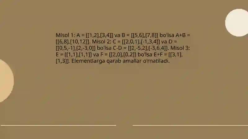Matritsa va Determinantlarga doir misollar 3