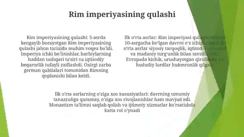 Qadimgi Ilk OʻRta Asrlar Tarixi Va OʻZiga Xos Xususiyatlari 3