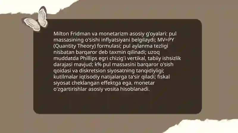 Milton Fridman va monetarizm 3