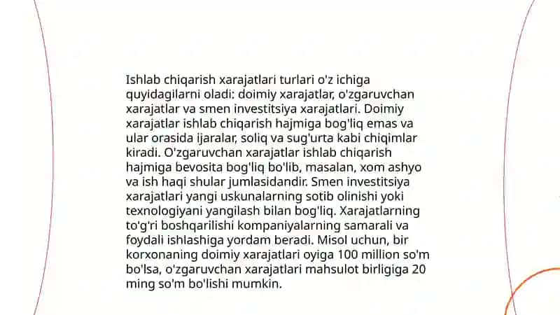 Ishlab chiqarish xarajatlari va foydalari 3