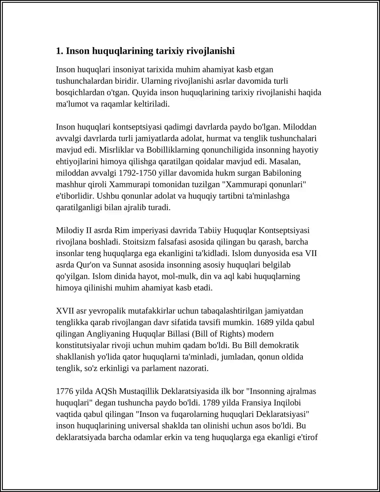 INSON, UNING HUQUQ VA ERKINLIKLARI OLIY QADRIYAT 3
