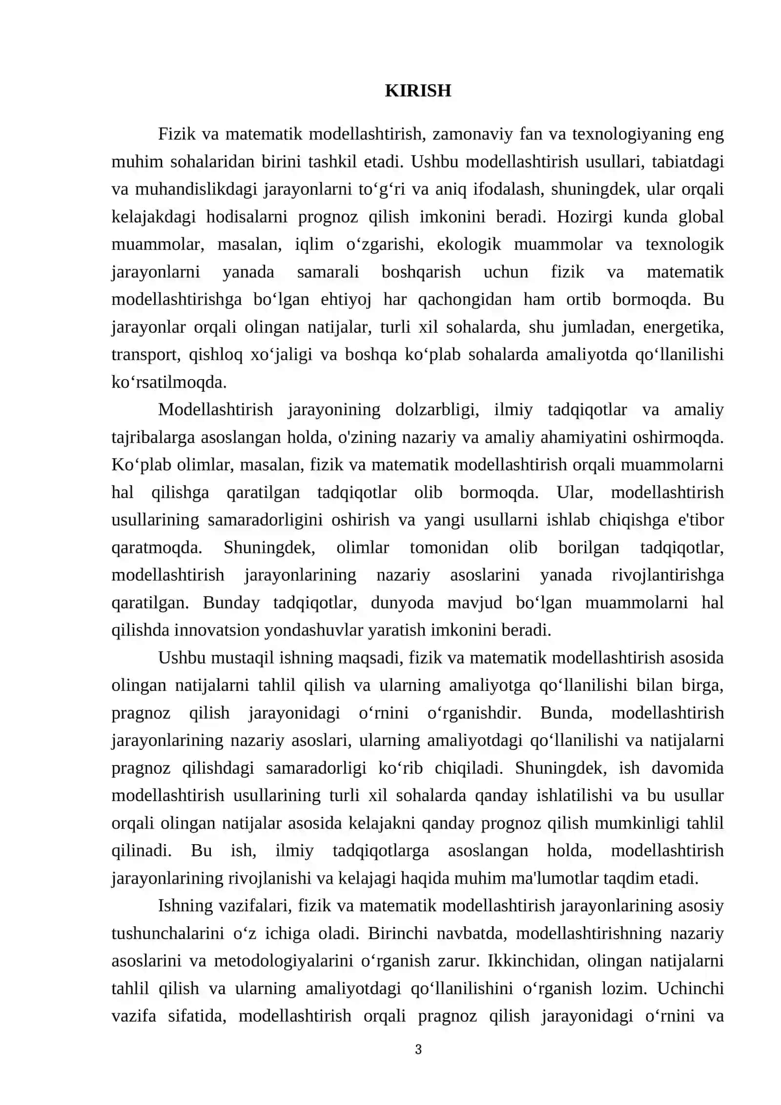 Fizik va matematik modellashtirish olingan natijalar asosida pragnoz qilish 3