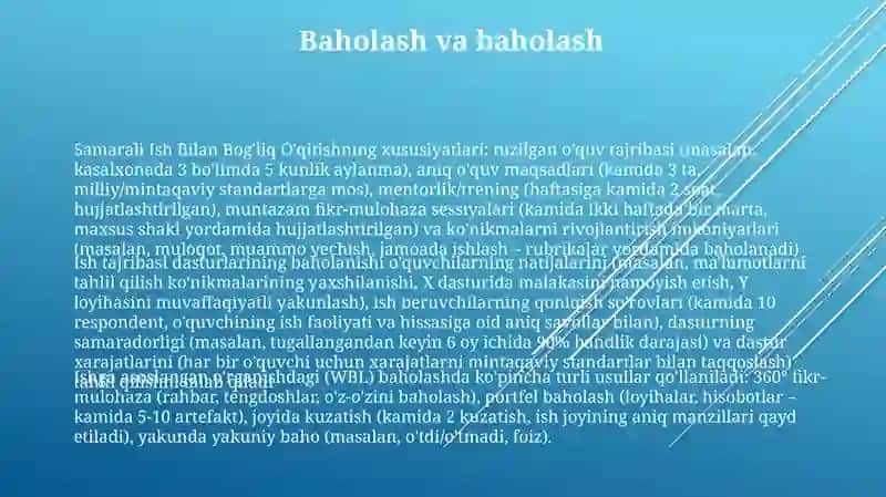 Samarali Ish Bilan Bog'liq O'qitishning xususiyatlari 3