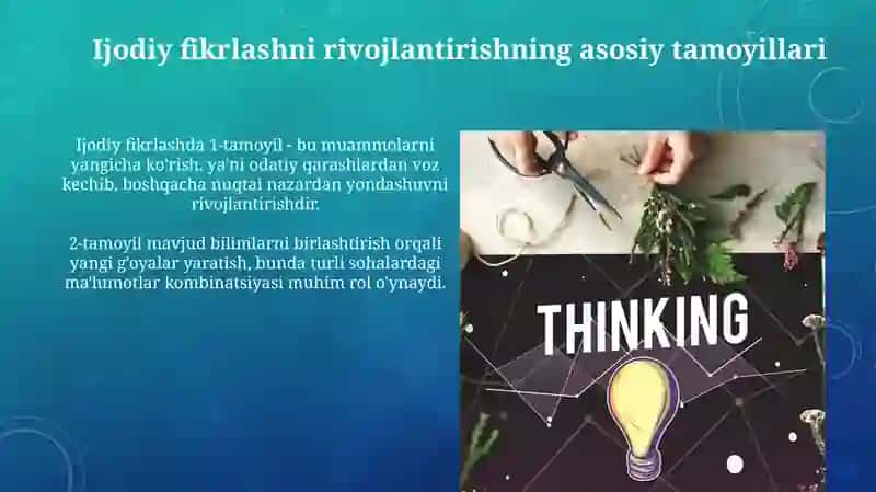 Ijodiy fikrlashlarni rivojlantirish prinsiplari 3