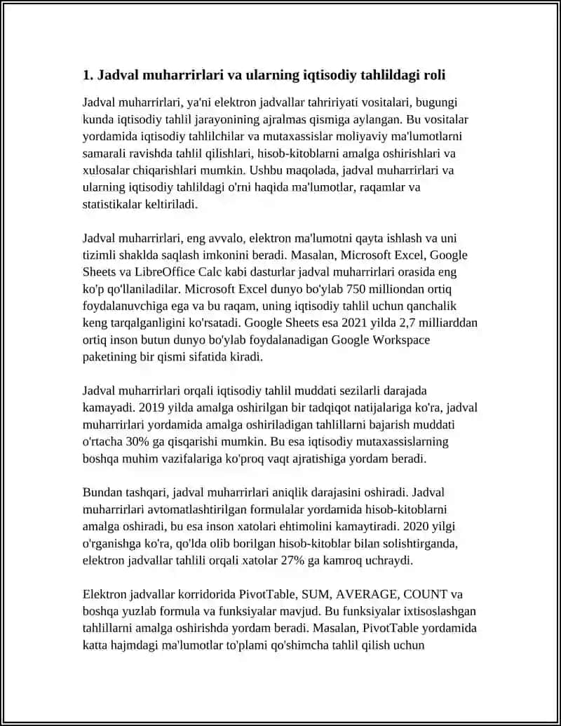 JADVAL REDAKTORIARDAN IQTISODIY MASALALARNI YECHISH JARAYONIDA FOYDALANISH 3