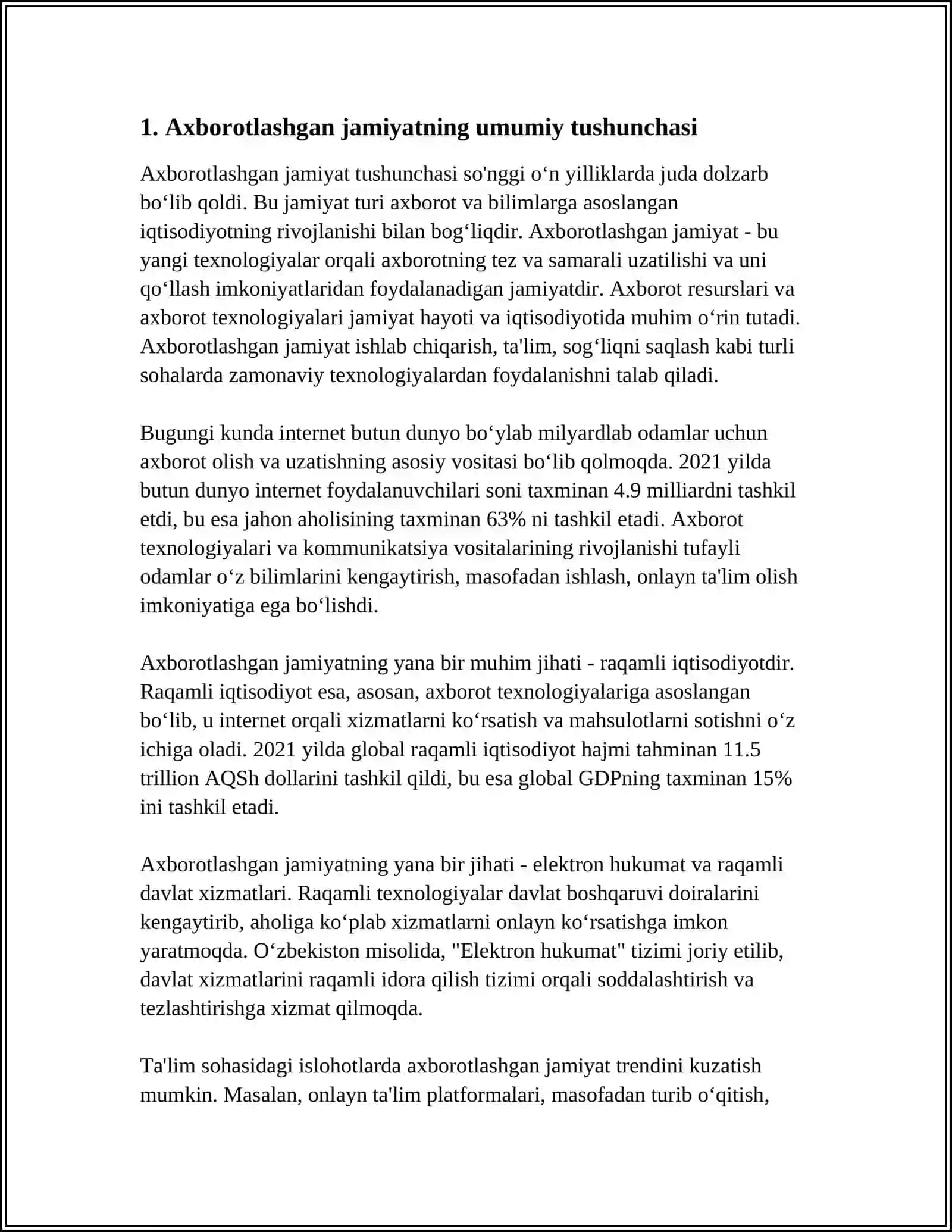 AXBOROTLASHGAN JAMIYAT VA UNING ISTIQBOLLARI ( A. TOYNBI, E. TOFFLER ASARLARINING QIYOSIY TAXLILI ASOSIDA) 3