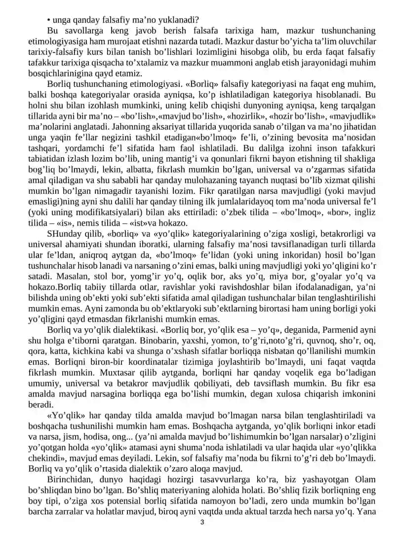 Borliq (Ontologiya) va rivojlanish falsafasi 3