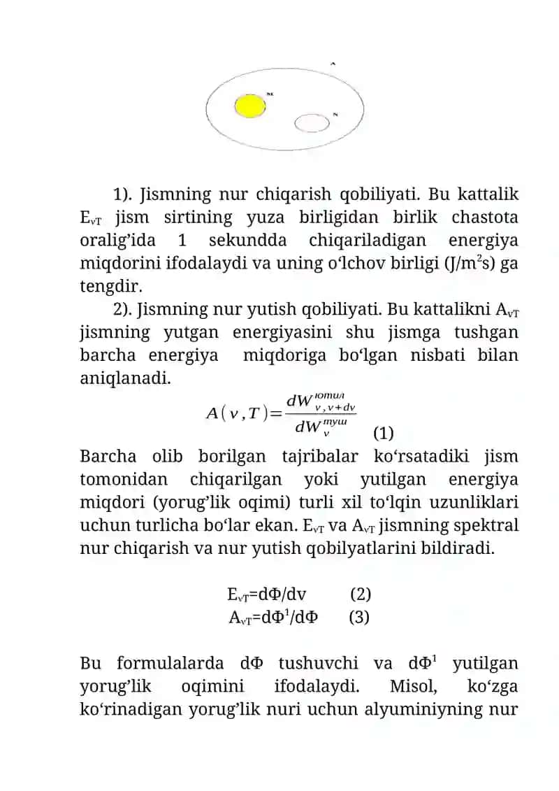 Issiqlik nurlanishi. Kirxgof, Stefan-Bolsman va Vinn qonunlari 3