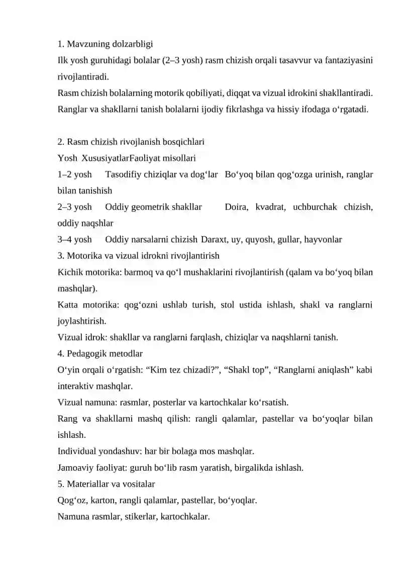 Ilk Yosh Guruhidagi Bolalarga Rasm Chizishni O'rgatish 3