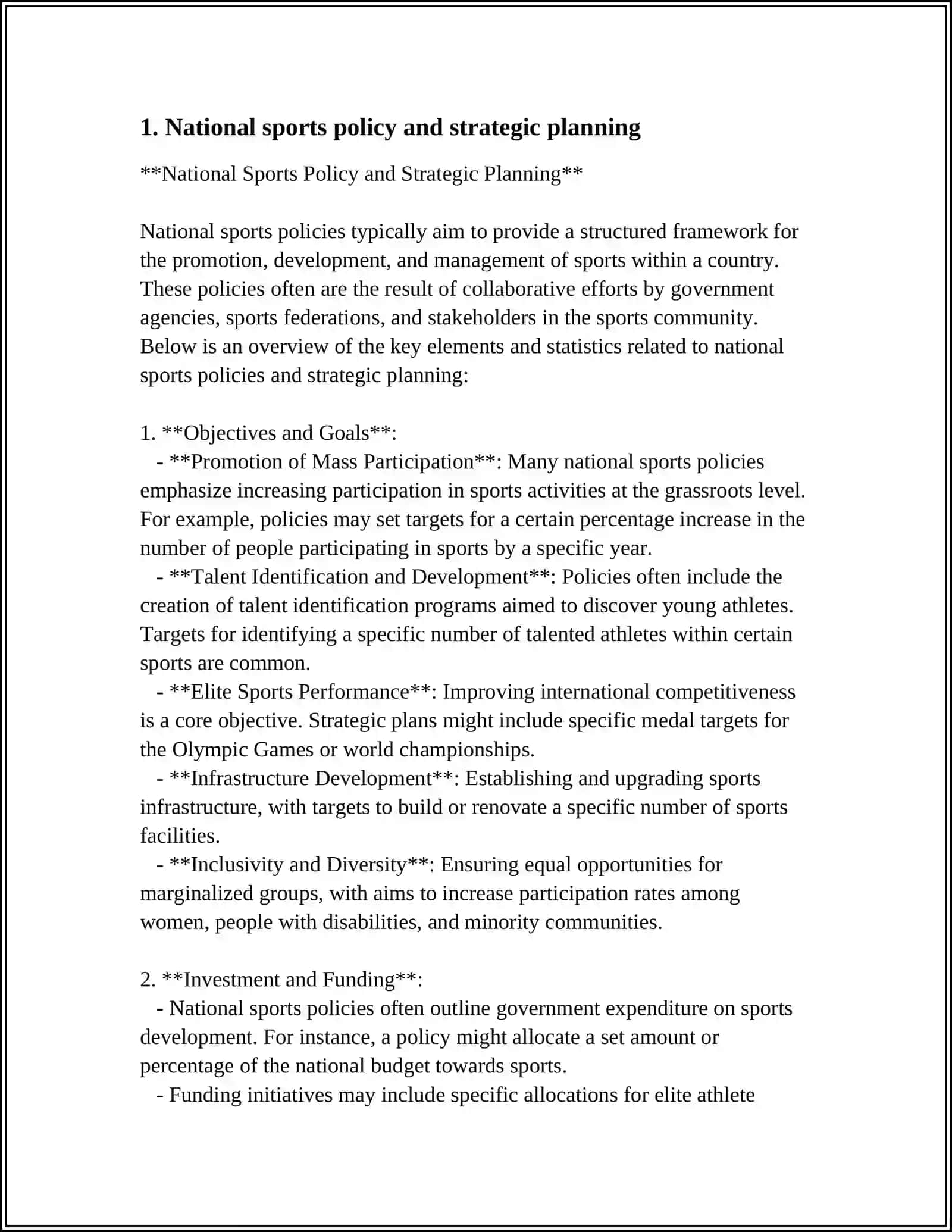 National Sports Policy and Strategic Planning 3