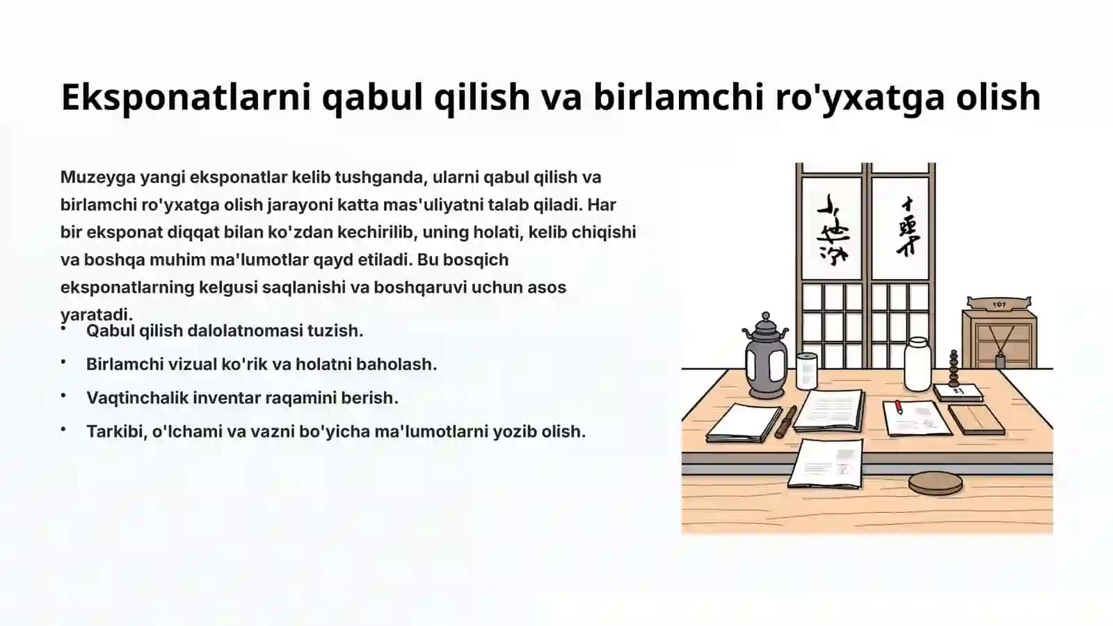Muzey Eksponatlarini Hisobga Olish va Saqlash TartibiS.TRX AU 22 guruh 3