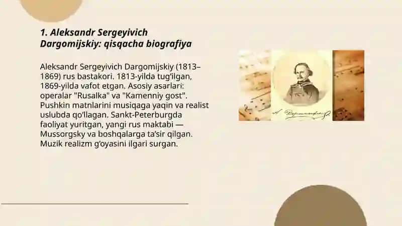 Aleksandr Sergeyivich Dargomijskiy hayoti va ijodi 3