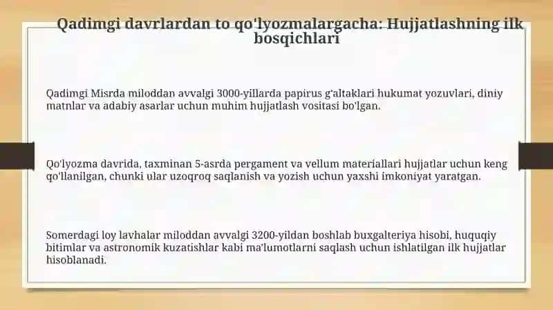 Hujjatchilik tarixi va uning takomillashuvi 3