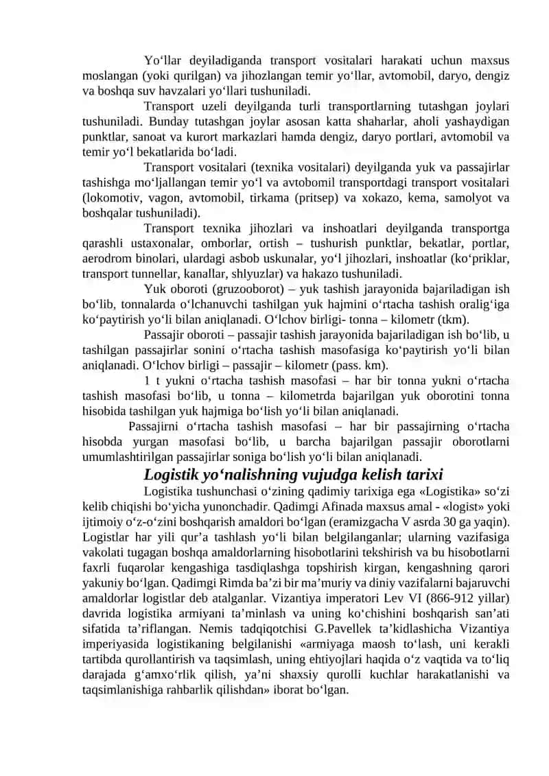 LOGISTIKANING ASOSIY YO‘NALISHLARI VA TAMOYILLARI 3