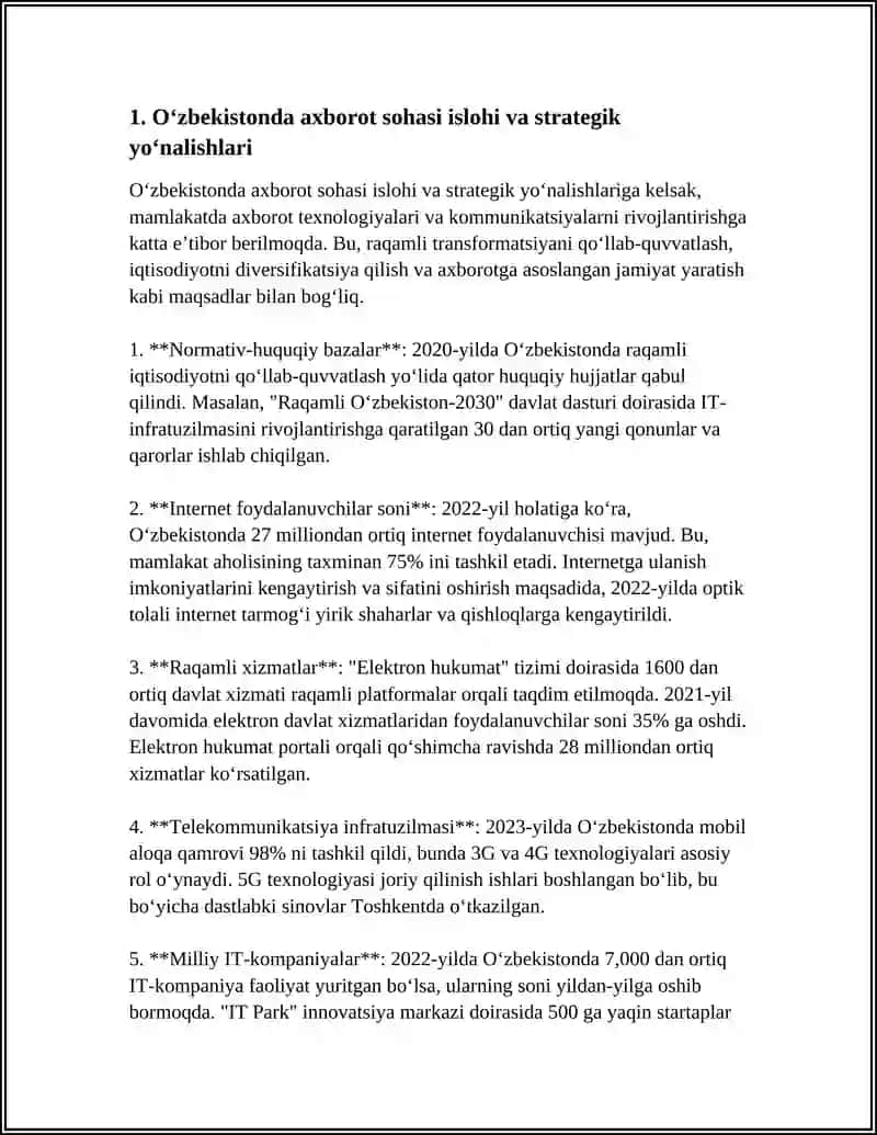 Oʻzbekistonda axborot sohasini islohi va strategik yoʻnalishlari 3