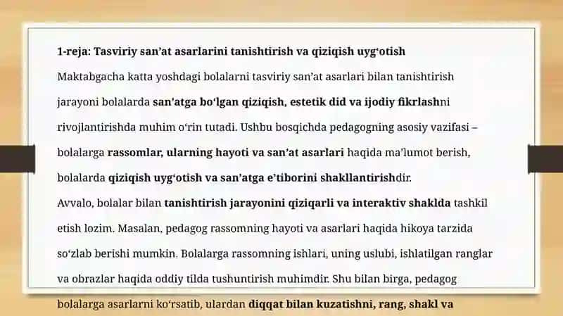 Maktabgacha katta yoshdagi bolalarni tasviriy sanat asarlari bilan tanishtirish usullari 3