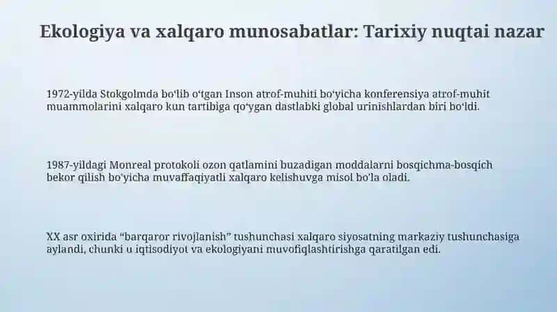 Ekologiya va xalqaro munosobatlar 3