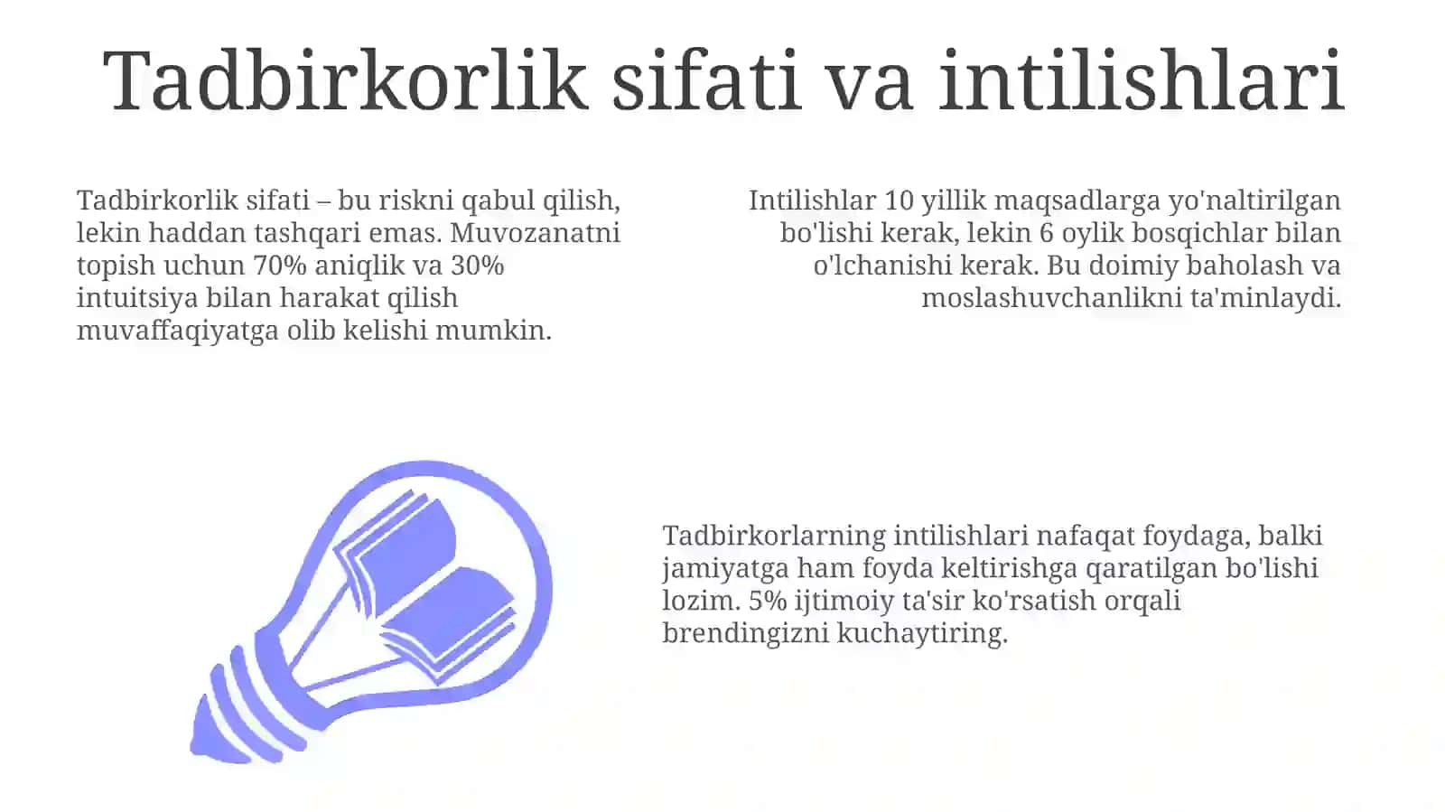 Tadbirkorlik sifatlari va tadbirkorlik strategiyasi va taktikasi 3