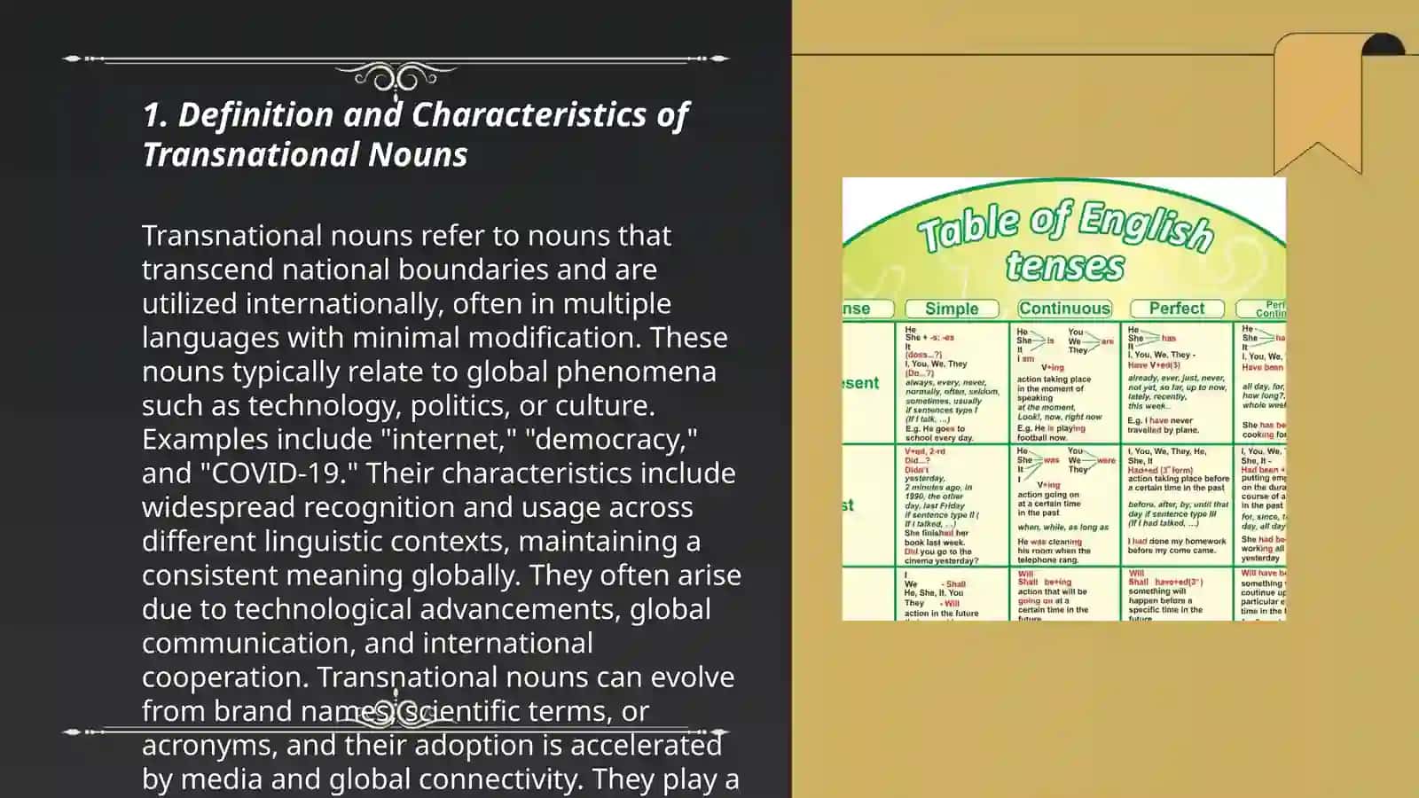 Transnational nouns, geographical names writing, types of translation and grammatical problems of translation 3