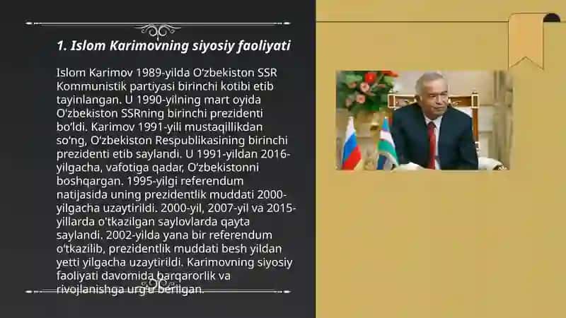O'zbekistonning mustaqilligini qo'lga kiritishda Islom Karimovning xizmatlari 3
