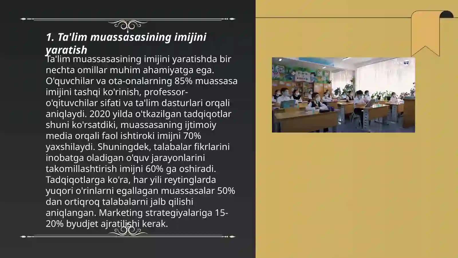 Ta'lim muassasasi jozibadorligi va raqobat shartlari 3