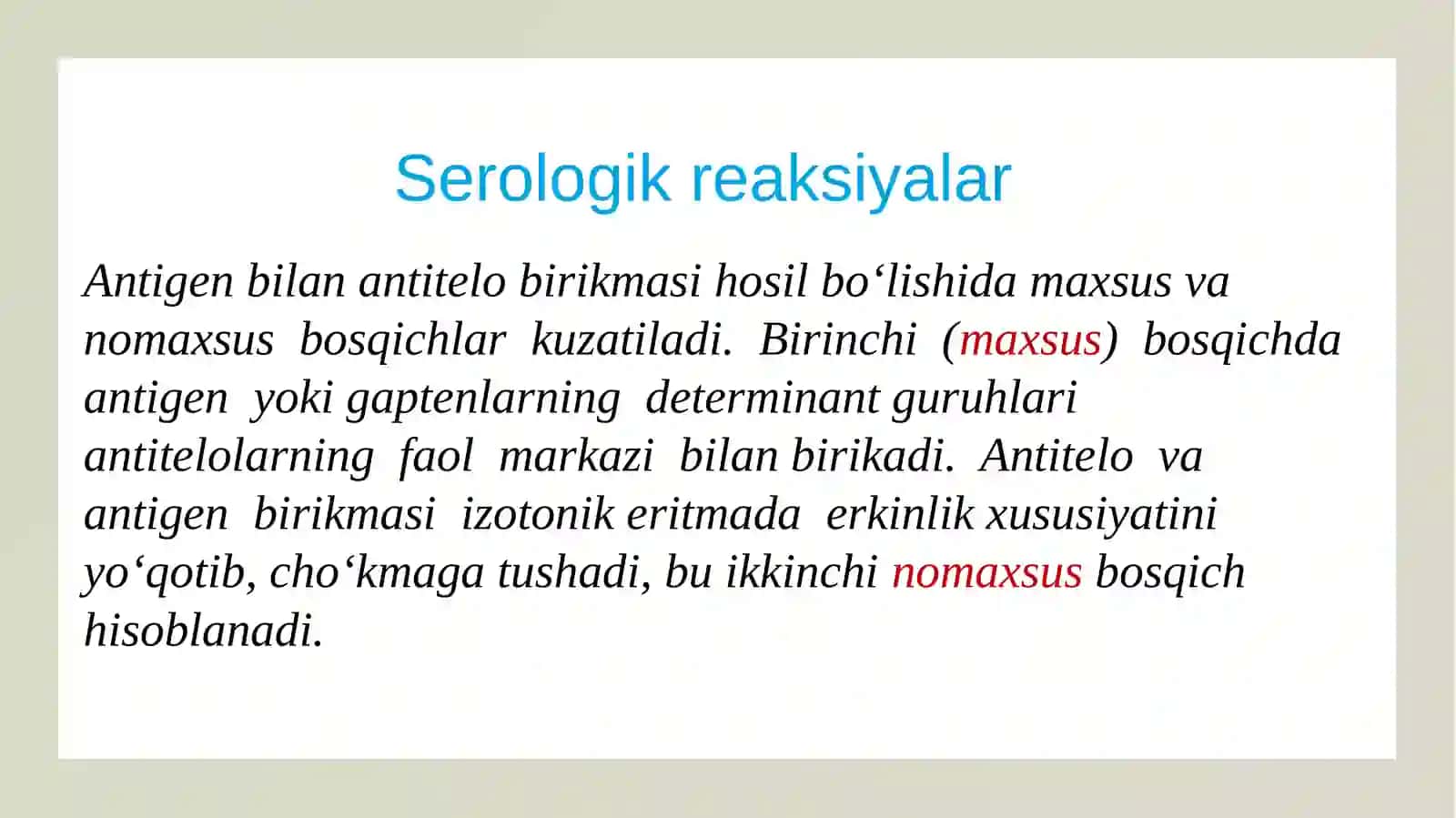 Steriologik reaksiyalar: Agglyutinatsiya reaksiyasi. KBR, gemagglutinatsiya reaksiyasi, presiptatsiya reaksiyasi, immunofluoristensiya reaksiyasi, bakterioliz reaksiyalari 3
