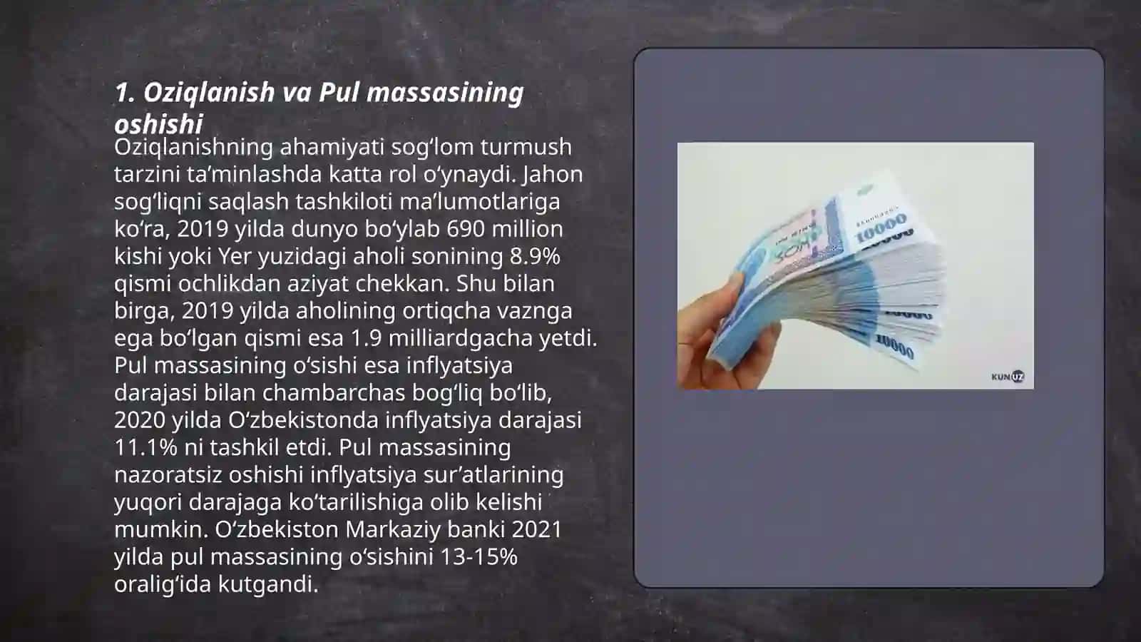 Oziqlanish va Pul massasini o’sish suratlarini nazorat qilish 3