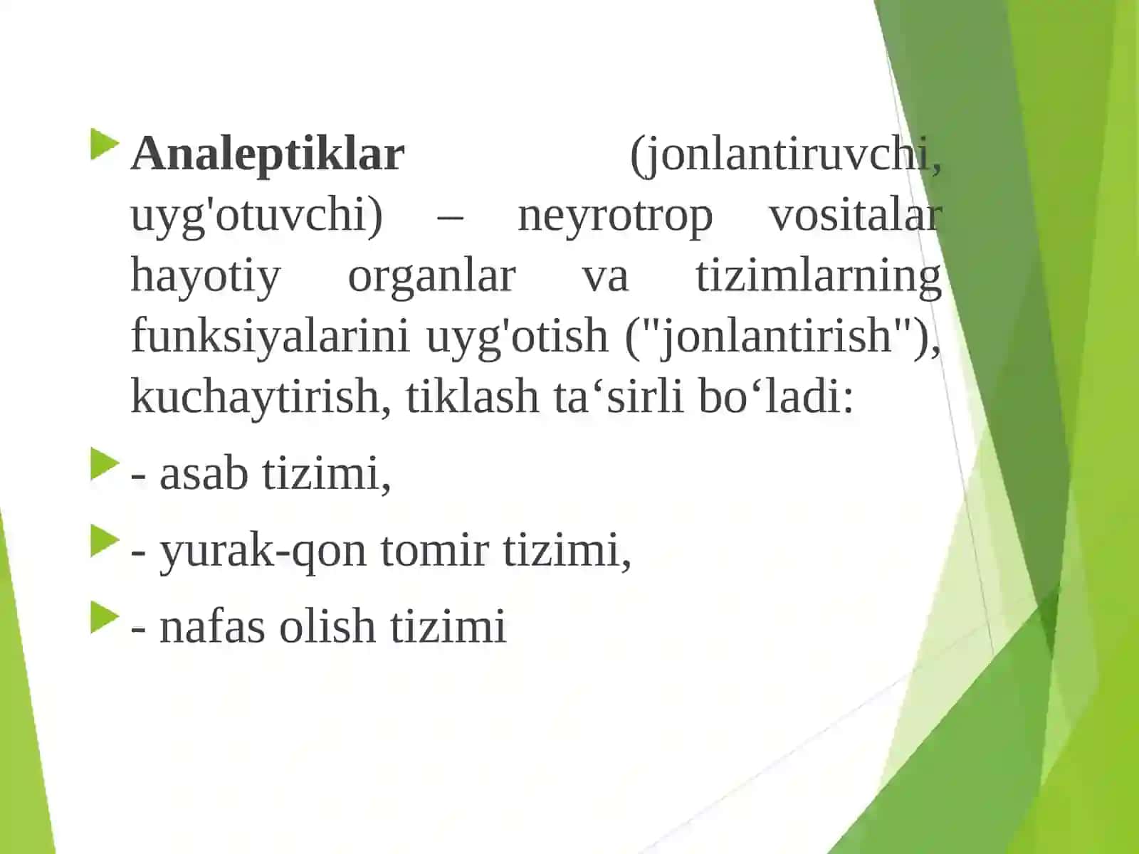 Psixostimulyatorlar, nootroplar, analeptiklar, adaptogenlar 3