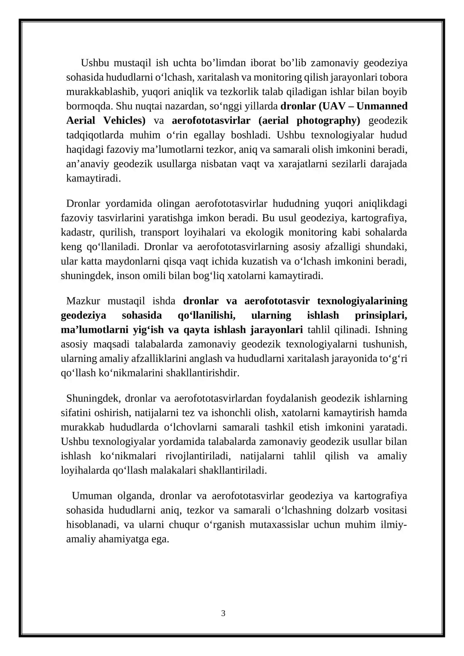 Geodeziyada dronlar va aerofototasvirning qo’llanilishi. 3