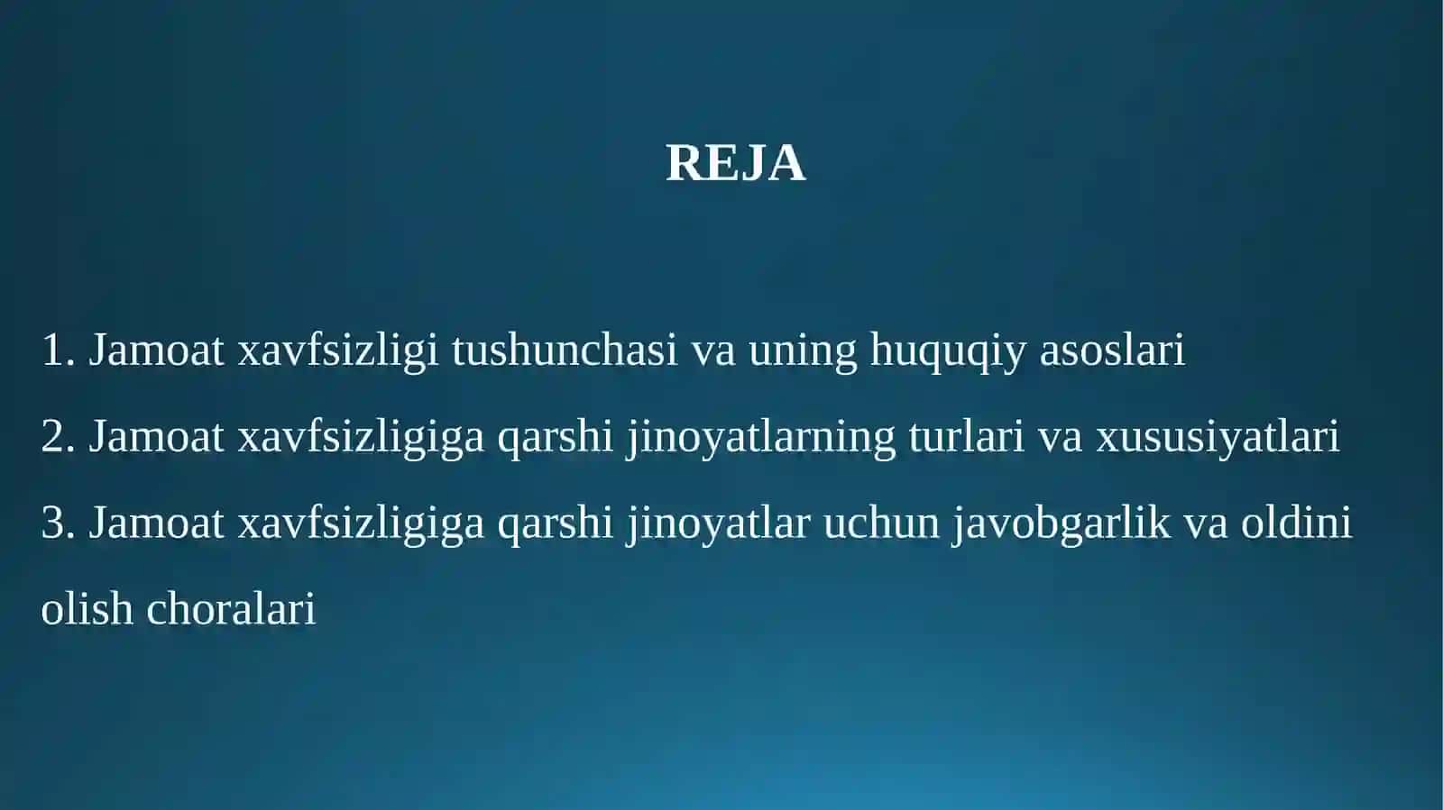 JAMOAT XAVFSIZLIGIGA QARSHI JINOYATLAR 3
