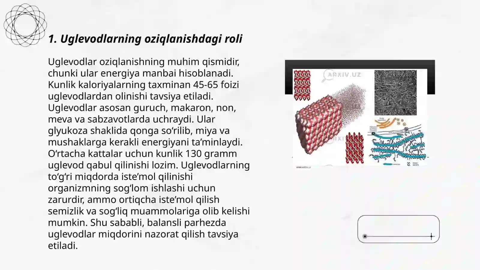 Uglevod va ularning oziqlanishdagi ahamiyati va gluhoneogener 3