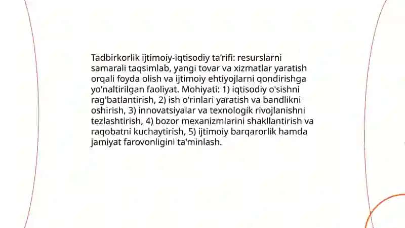 Tadbirkorlikning ijtimoiy iqtisodiy manosi 3