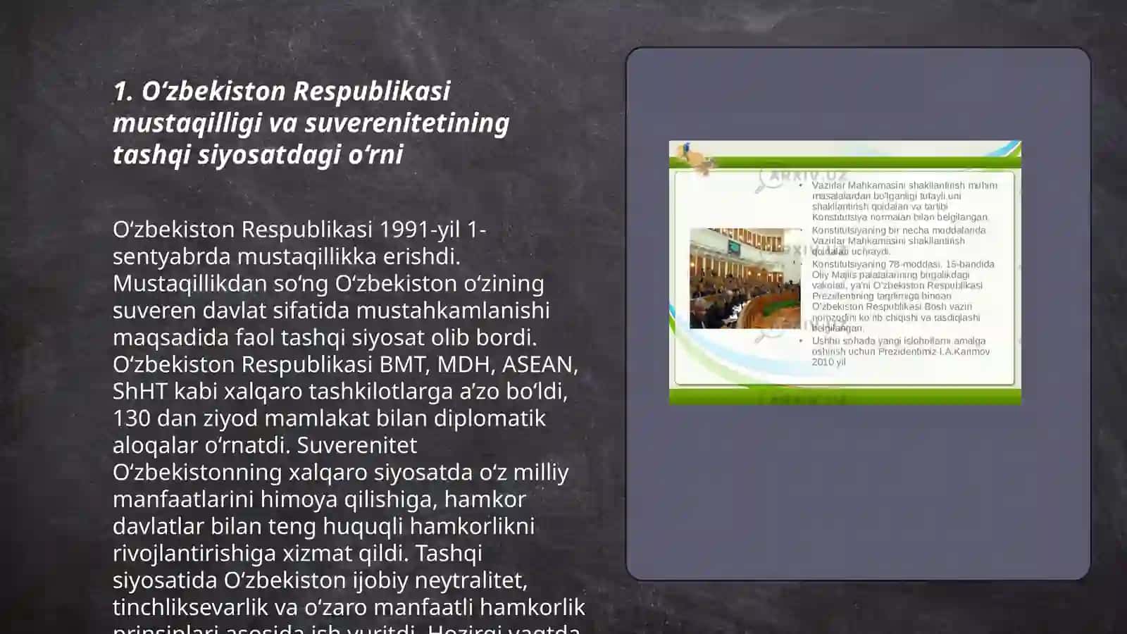 O‘zbekiston Respublikasi Tashqi siyosatining konstitutsiyaviy asoslari 3