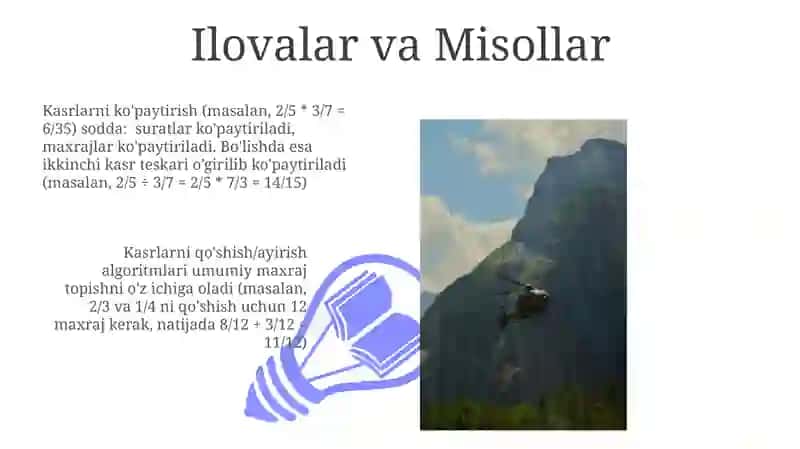 O'nli kasrlar va ular ustida arifmetik amallar bajarish algoritmi 3