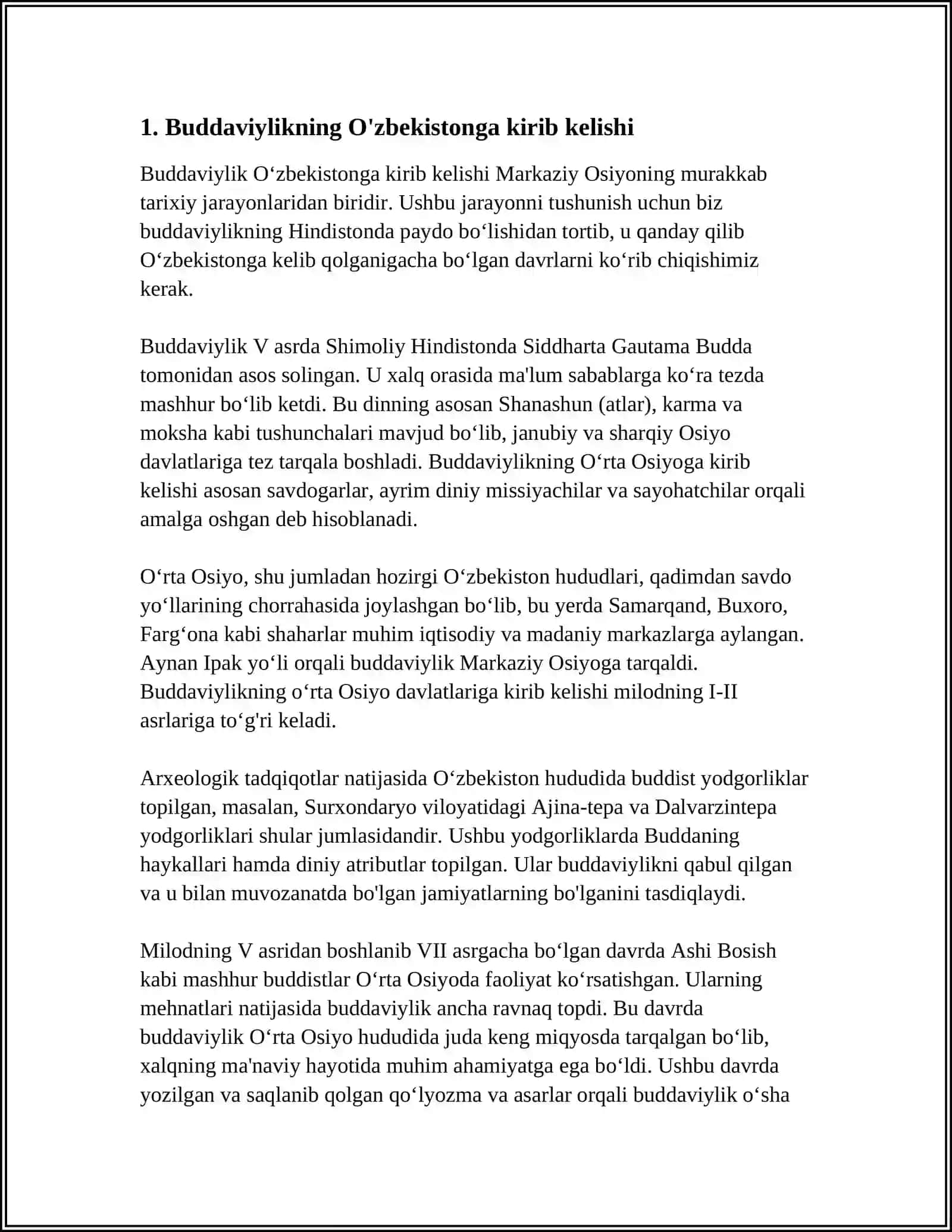 O'ZBEKISTONDA BUDDAVIYLIK DININING TARIXIY ILDIZLARI VA HOZIRGI ZAMON 3