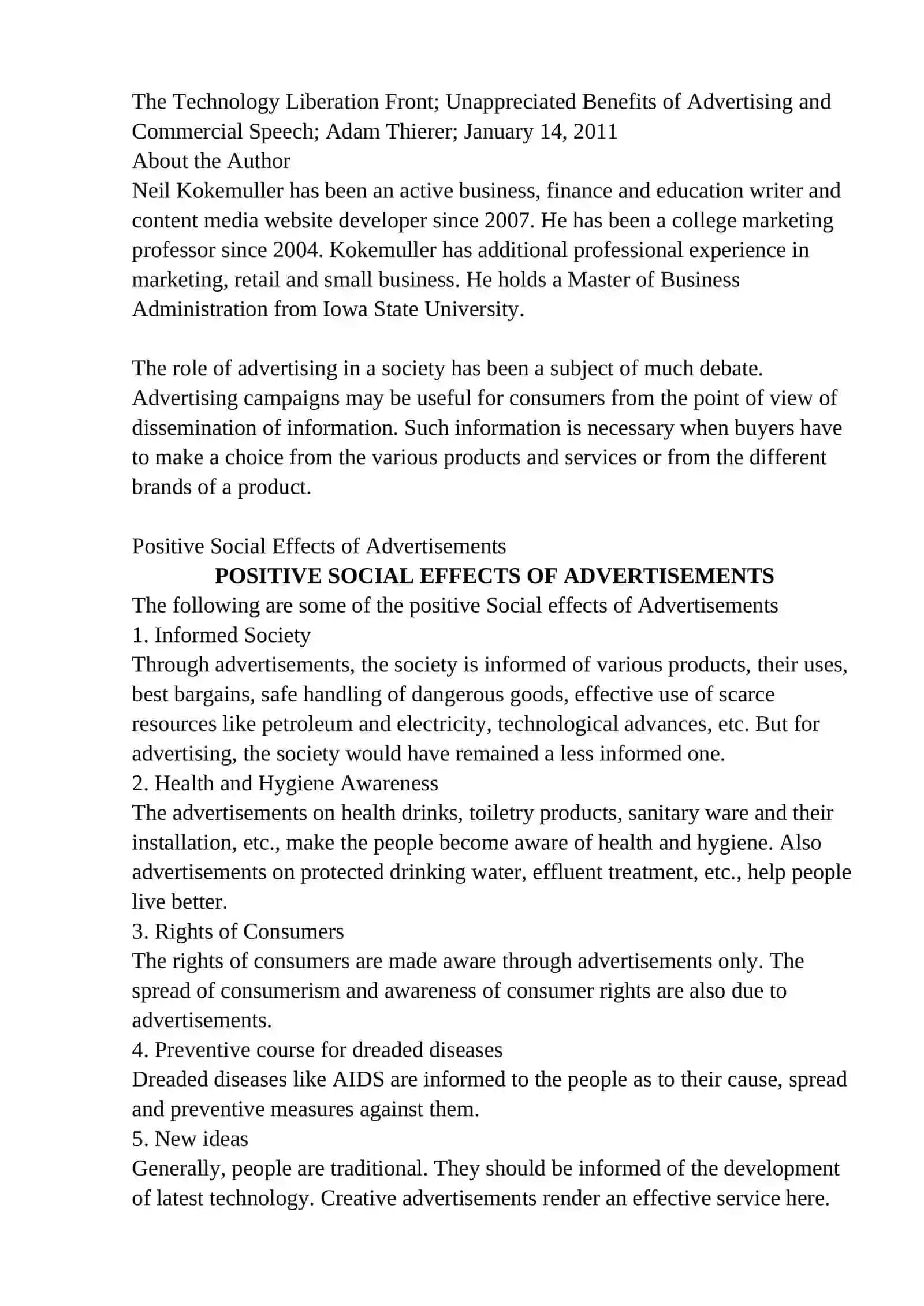 ADVERTISING POSITIVES OF ADVERTISING 3